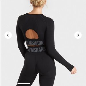 GymShark Black Long Sleeve Crop Top